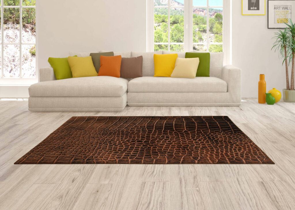 Wohnzimmer-Teppich brauner Leder von uniquecarpets