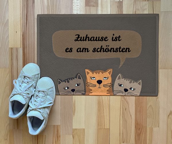 personalisierte Fußmatte Katze mit eigenem Spruch