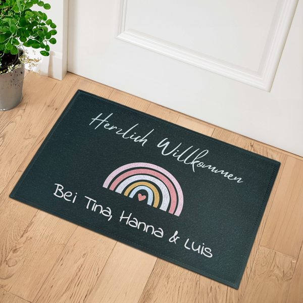 Personalisierte Fußmatte Familie-mit einem Regenbogen