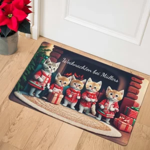Fußmatte weihnachtliche Katzenfamilie