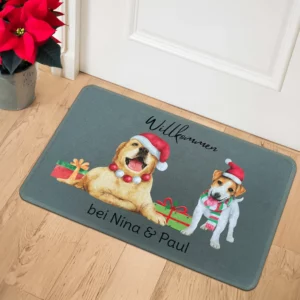 Personalisierte Fußmatte Weihnachten Hunde