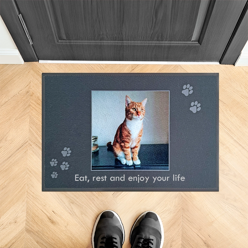 personalisierte Fußmatte Katze - mit Foto und Namen