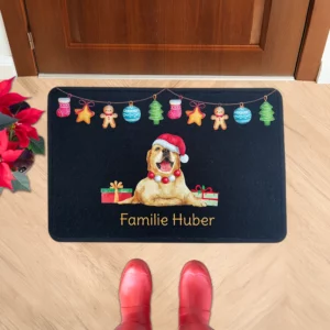 Personalisierte Fußmatte Weihnachten Hund