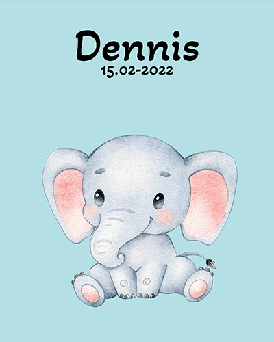 Babydecke mit Namen - Elefant