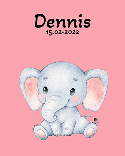 Babydecke mit Namen - Elefant
