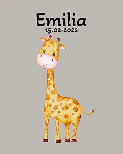 Babydecke mit Namen - Giraffe