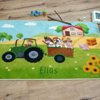 personalisierter Kinderteppich mit Bauernhof fotos