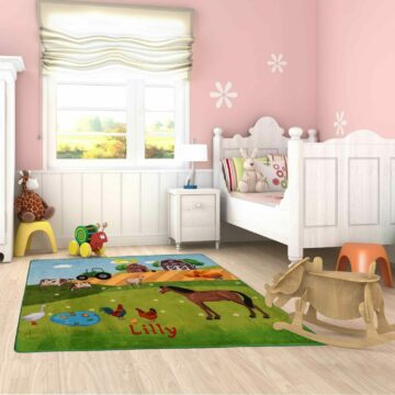 Kinderzimmer Teppich mit Pferdemotiv