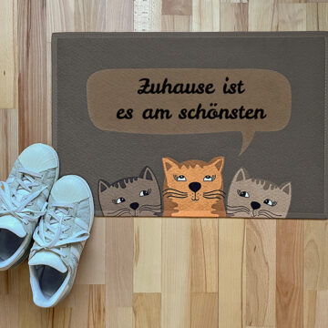 personalisierte Fußmatte Katze mit eigenem Spruch